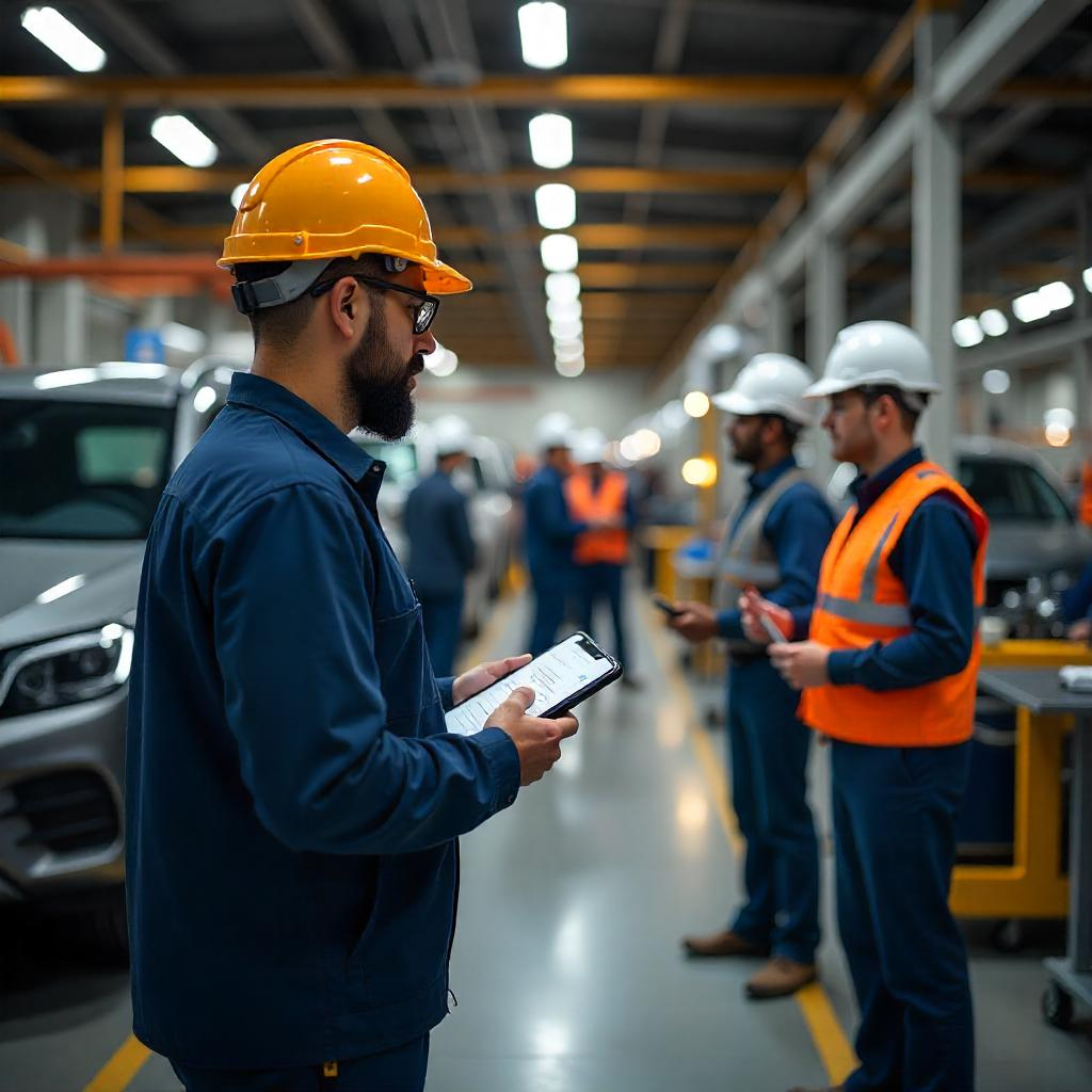 Skalierbare Personallösungen für Industrie und Automotive – Fachkräfte in einer modernen Produktionsstätte arbeiten an der Expansion, Standortaufbau und der Inbetriebnahme neuer Systeme.